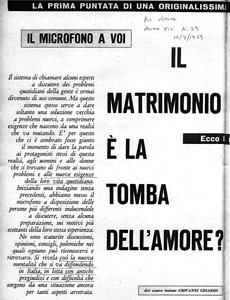Il matrimonio è la tomba dell'amore? «Noi donne», 19 July 1959, p. 28.